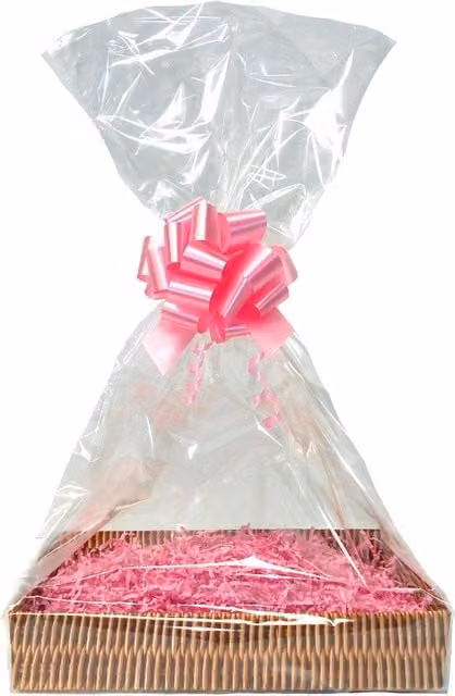 Hampabox Pink Gift Basket Kit with Wicker Print Hamper Tray and Pink Accessories, W: 35 cm, D: 24 cm, H: 8 cm