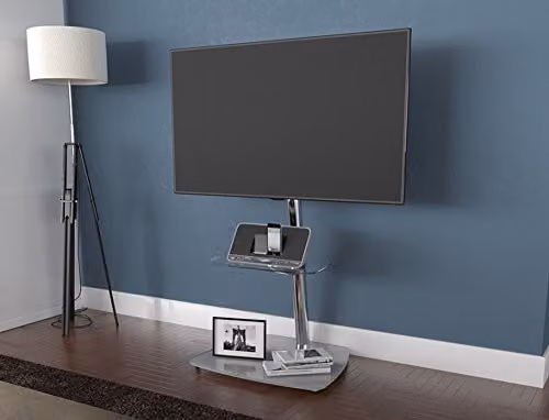 AVF Column TV Floor Stand for up to 55 Inch Screens in Grey and Transparent – 2
