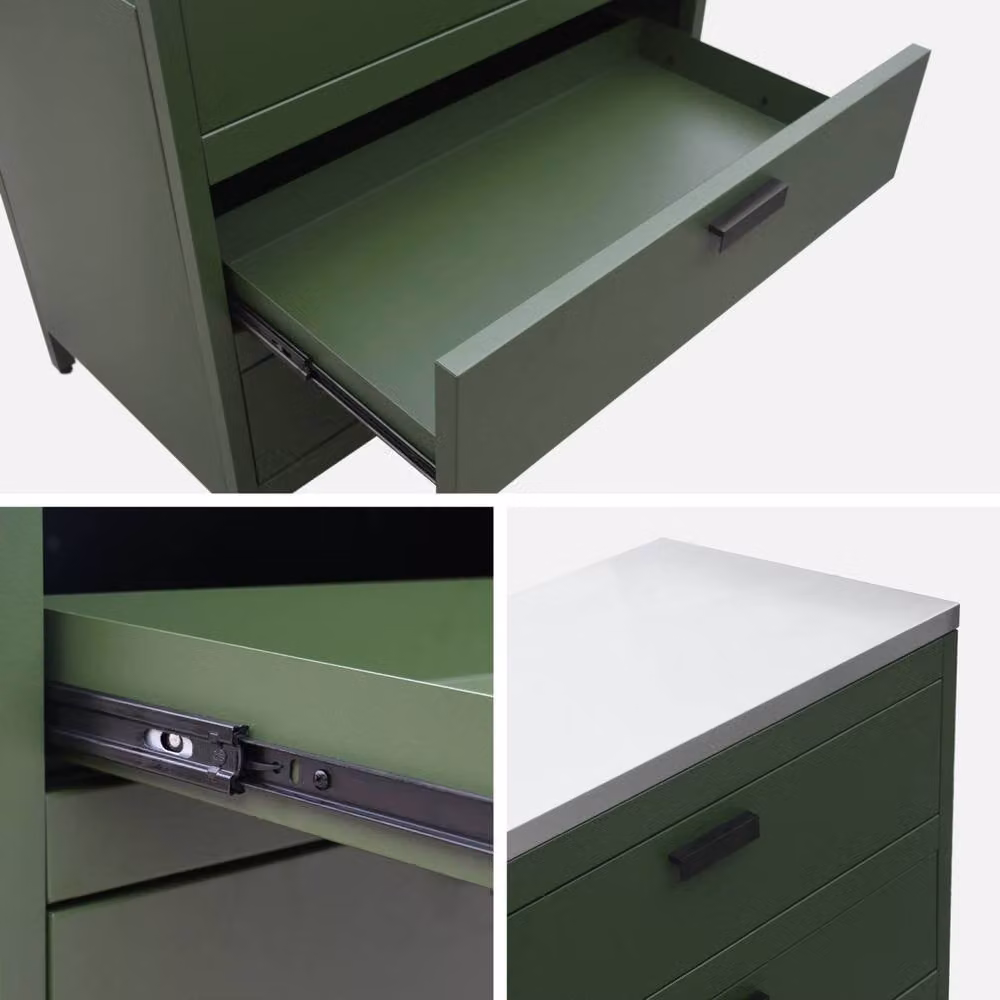 sweeek Green Stainless Steel Outdoor Kitchen Storage Module with 3 Drawers, W: 80 cm, H: 87.5 cm, D: 51 cm – 3