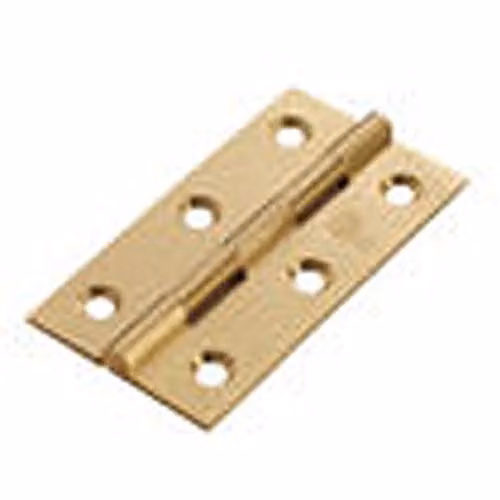 Loops Pair of Solid Drawn Brass Butt Hinges in Satin Brass, W/D/H: 76 x 40 x 1.5 mm