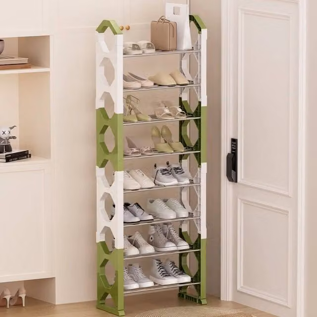 SPETLEK 8 Tier Shoe Rack in Green, Width: 50 cm, Height: 140 cm