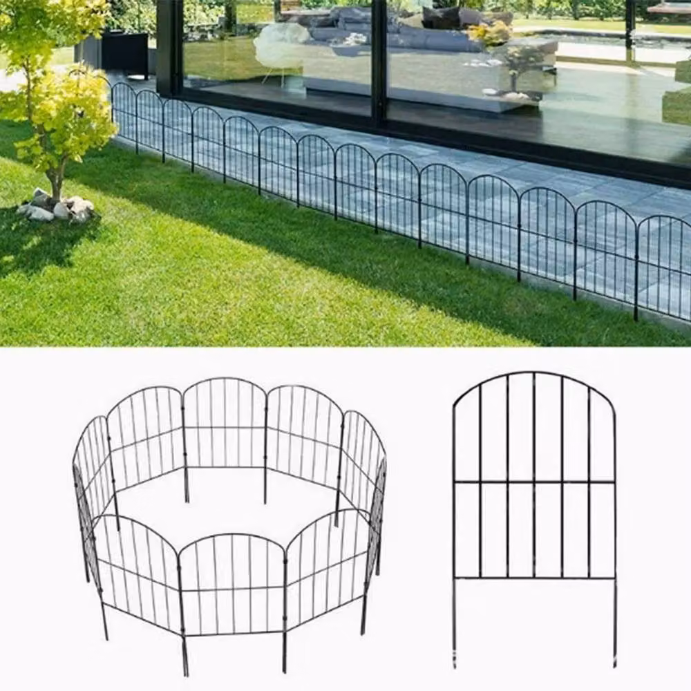 KORVIXA 10-Piece Black Metal Garden Fence Animal Barrier, Height: 100 cm – 3