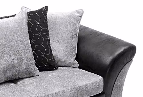 Abakus Direct Farrow 3 Seater Crushed Chenille Fabric Sofa in Black and Grey – 6