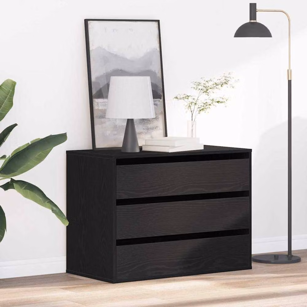Berkfield Home Corner Chest of Drawers in Black Oak, W/D/H: 80 x 41 x 58 cm – 2