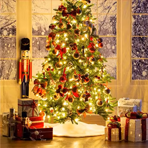The Christmas Workshop Faux Fur Tree Skirt in White, 100cm Diameter – 3