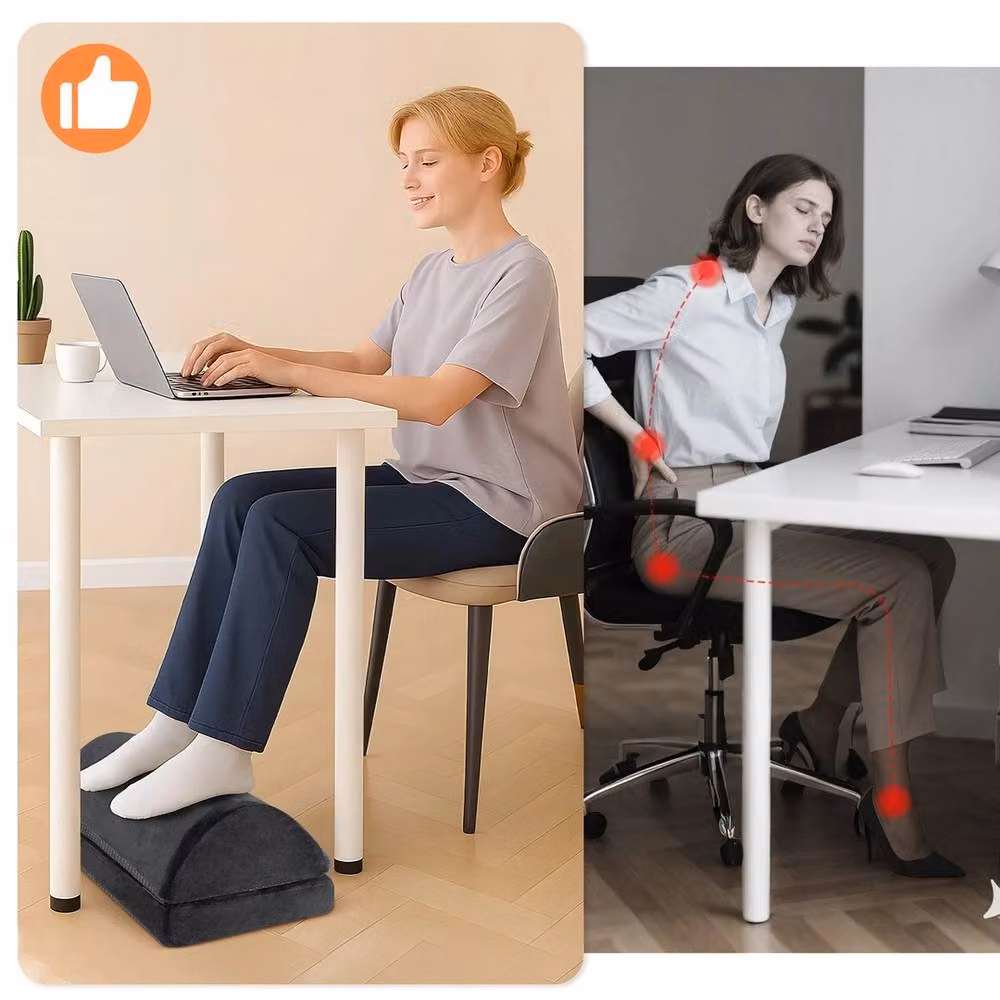 Havendro Adjustable 2-Height Memory Foam Desk Footrest in Black, W/D/H: 43.5 x 43.5 x 18.5 cm – 5