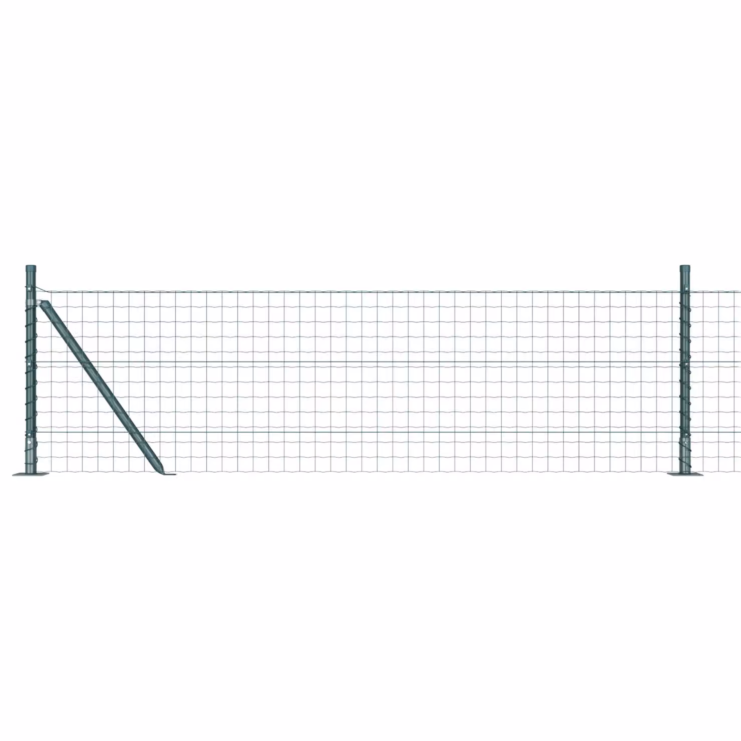 Berkfield Home Euro Fence with 7 Flanged Round Posts, Galvanised Steel, Silver, W: 10 m, H: 0.6 m – 2