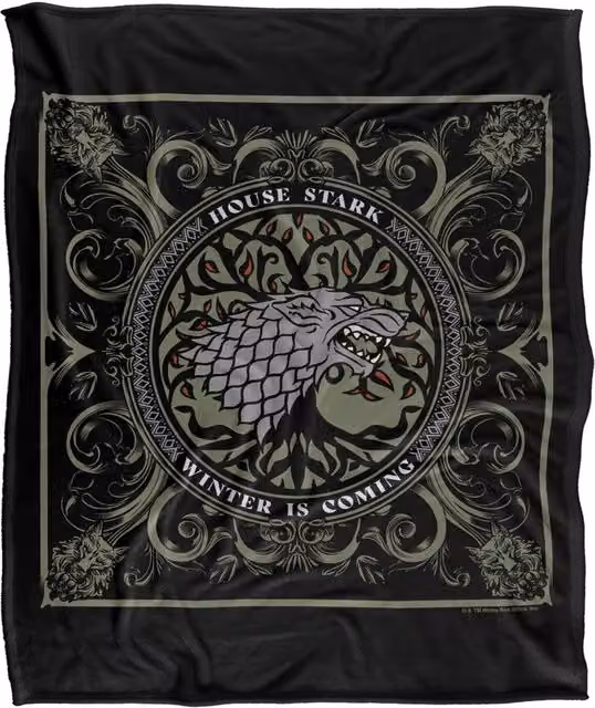 Warner Bros. Game of Thrones House Stark Super Soft Fleece Throw Blanket, Multicolour, W: 91.44 cm, H: 91.44 cm – 6