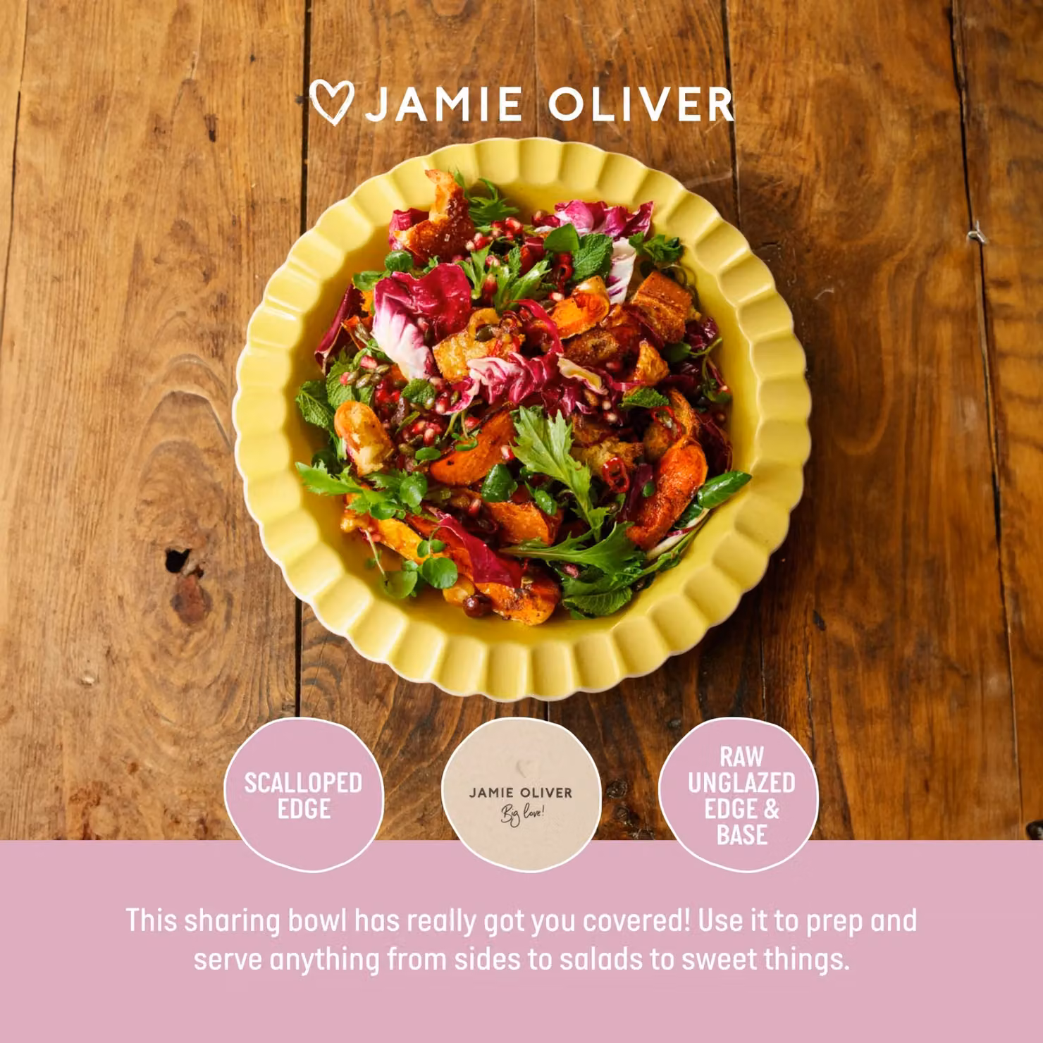 Jamie Oliver Big Love Super Server Stoneware in Yellow, W/D/H: 34 x 34 x 5 cm – 5