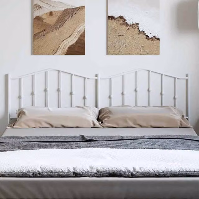 Berkfield Home Classic Metal Headboard in White, Width: 193 cm