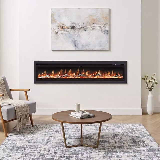 Living Star Electric Fireplace with Remote Control, Black, W: 177.8 cm