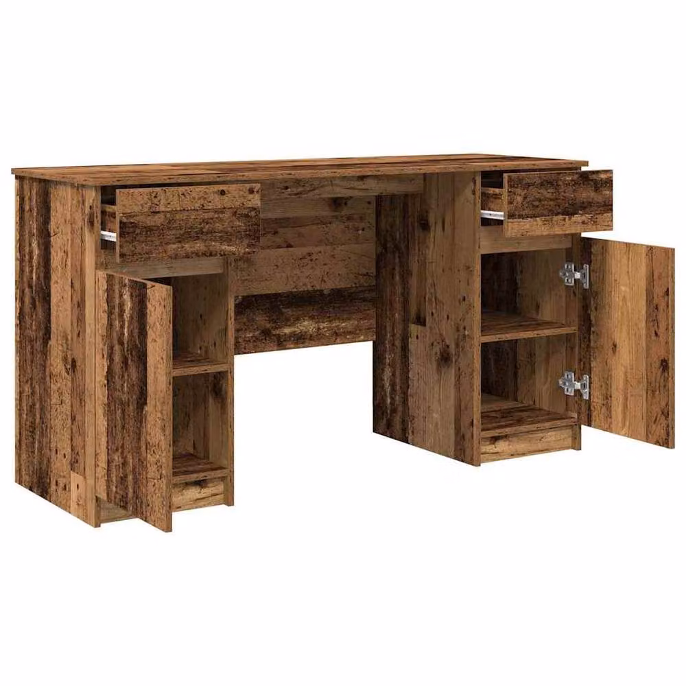 Berkfield Home Traditional Writing Desk in Brown Old Wood, W/D/H: 140 x 49 x 76 cm – 3
