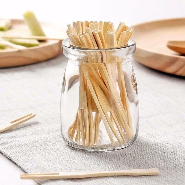 ECO Connection Disposable Natural Bamboo Skewer Forks in Beige