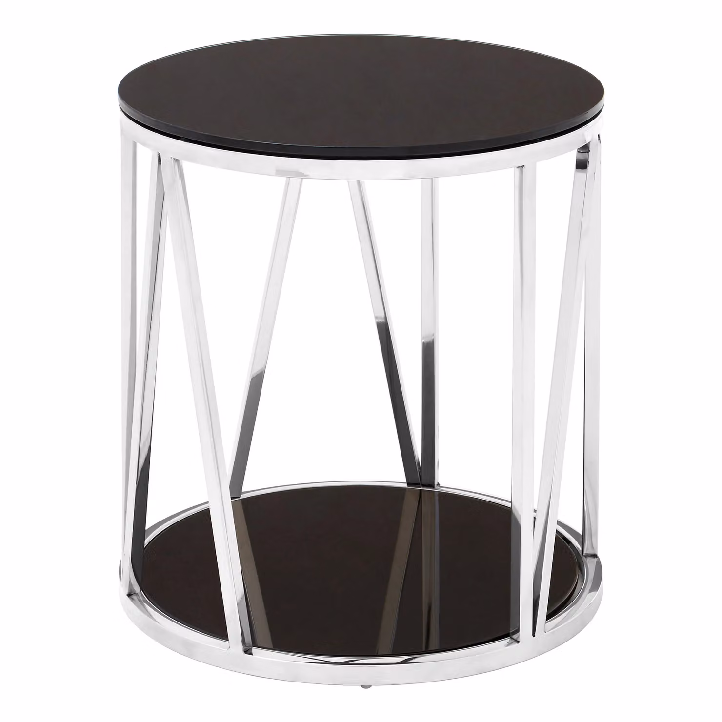 Orsina Modern Round Glass Side Table in Silver – 2