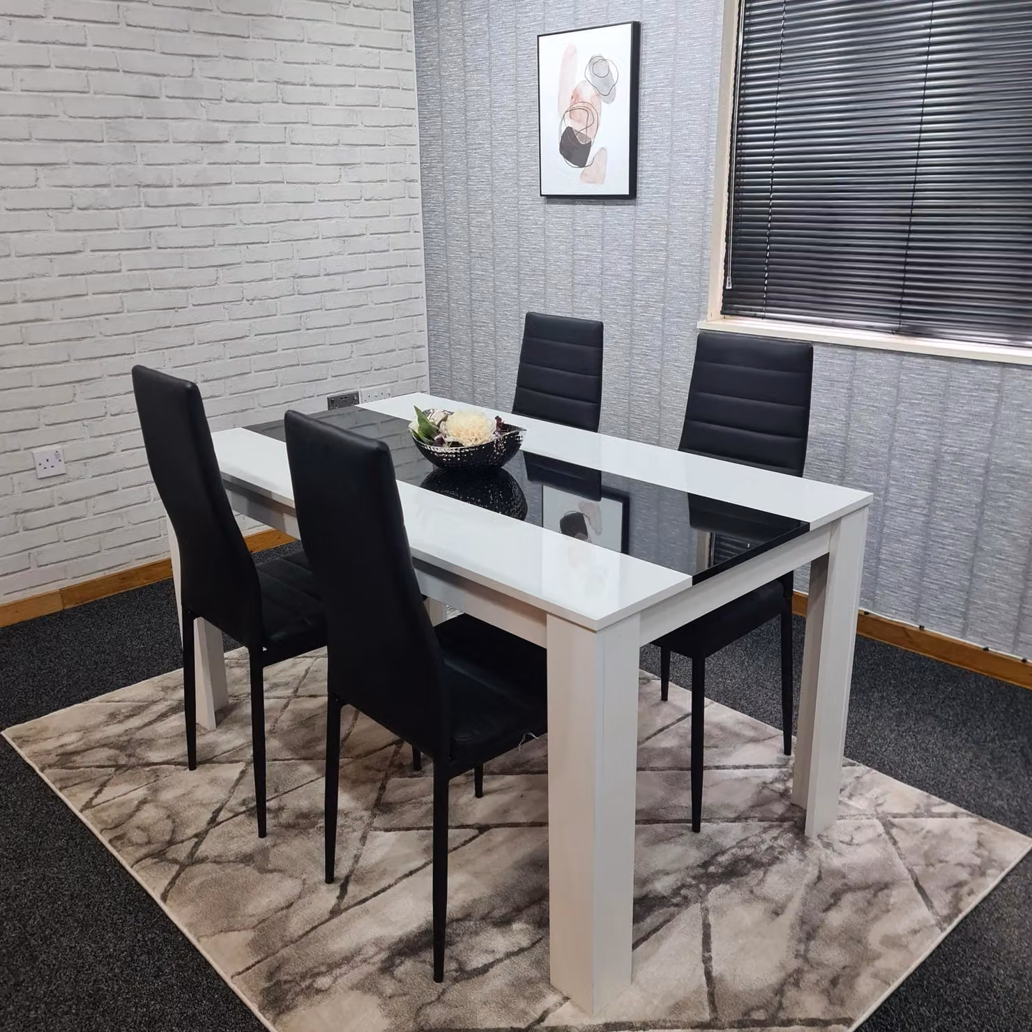 Kosy Koala Modern Dining Table and 4 Chairs Set in White and Black, W/D: 140 x 80 cm – 6
