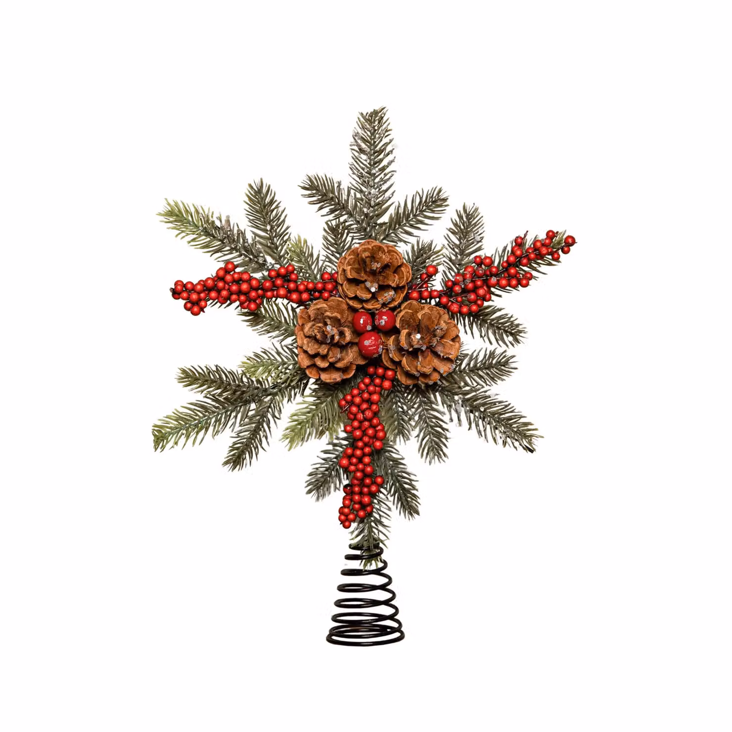 Samuel Alexander Christmas Tree Topper with Red Berries, Pinecones and Snowflakes, Height: 33 cm – 2