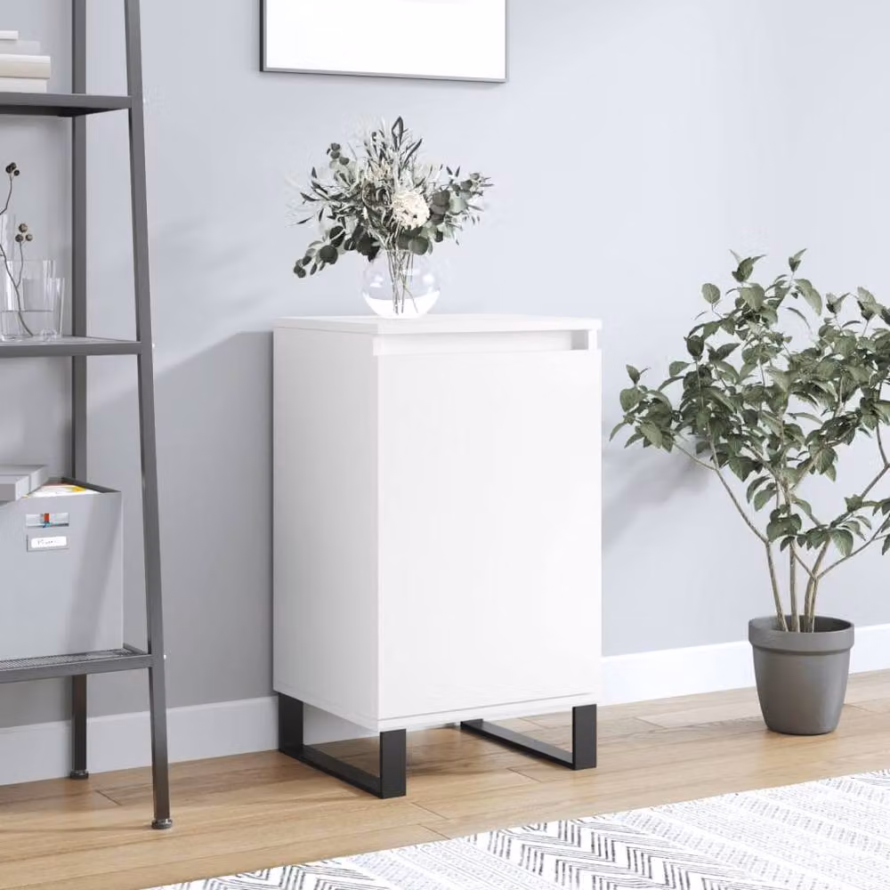 Berkfield Home Modern White Sideboard in Matt MDF and Metal, W/D/H: 40 x 35 x 70 cm – 2