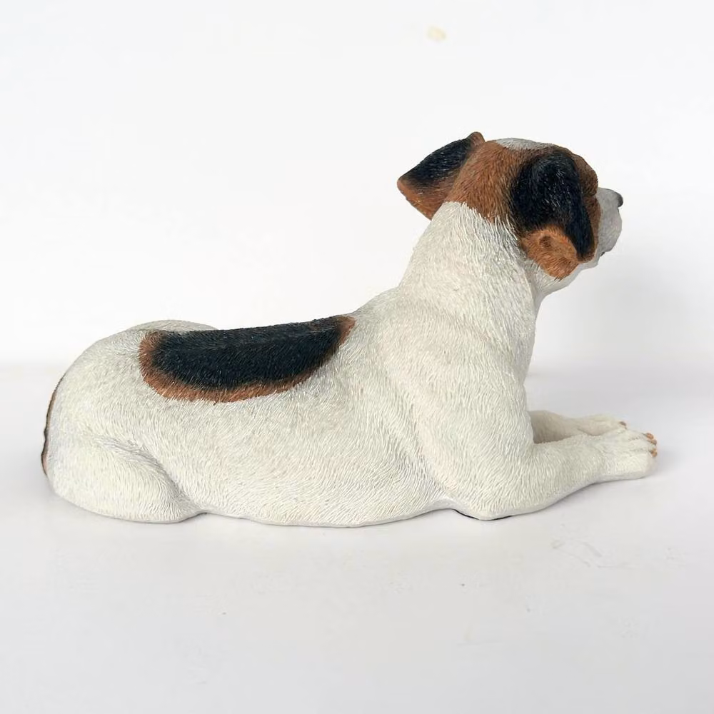 Animal Crackers Laying Jack Russell Terrier Dog Figurine, Multicolour and White – 2