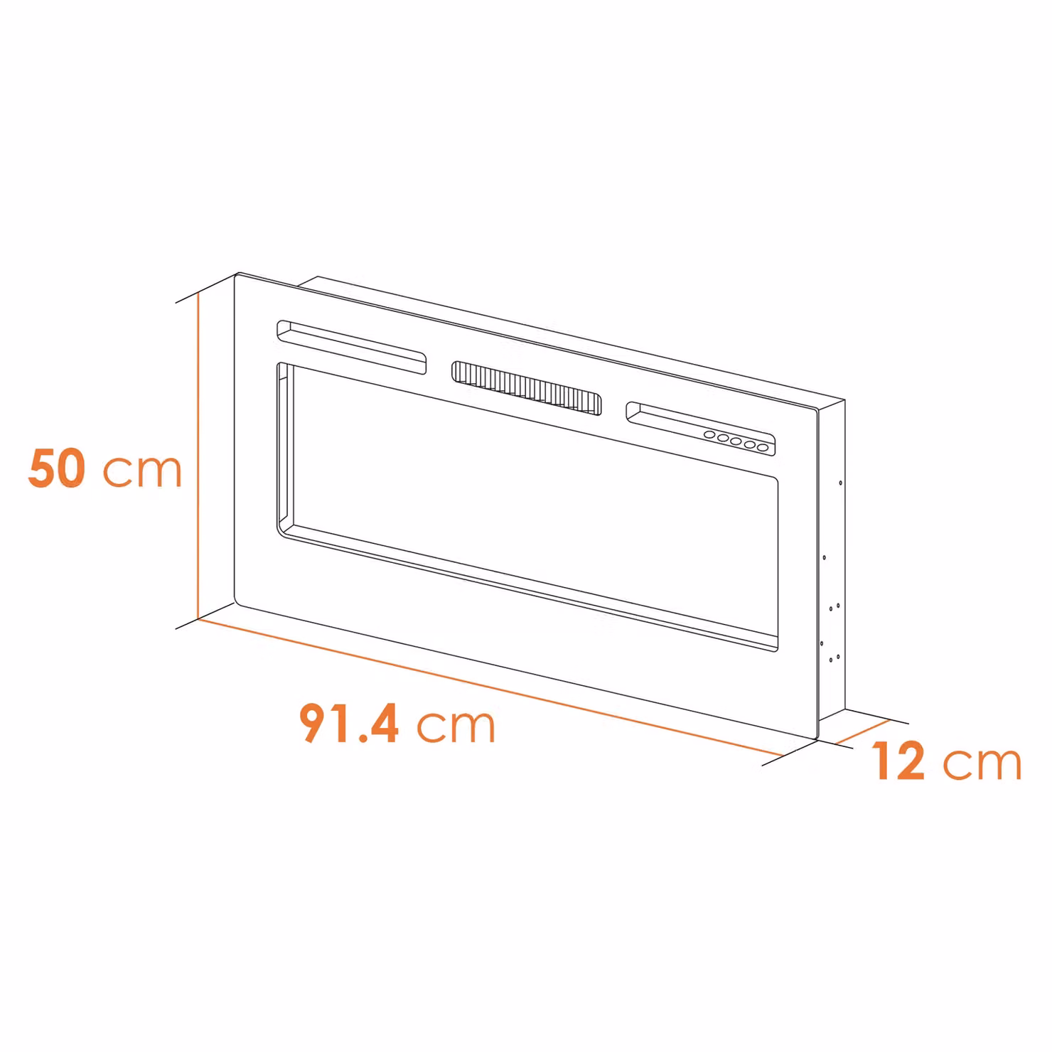 Adam Fires & Fireplaces Orlando 36 Inch Inset or Wall Mounted Electric Fire in Black and Grey – 4