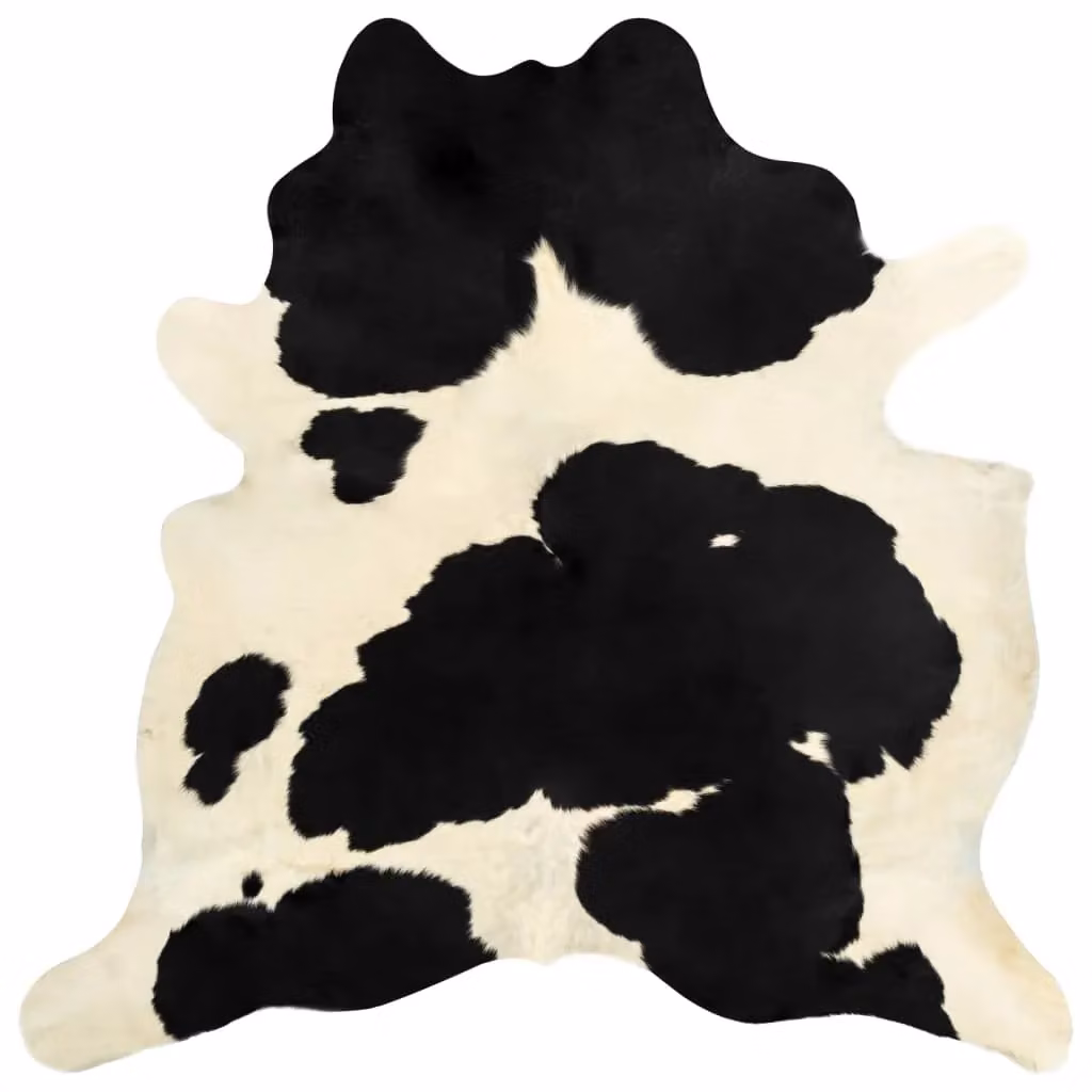 Berkfield Home Real Cow Hide Rug in Black and White, 100 cm Diameter – 1