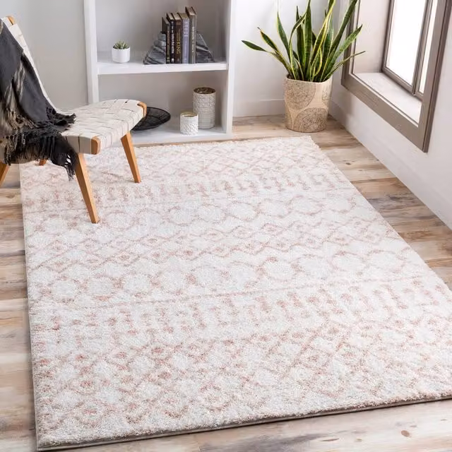 Livabliss Aliyah Shag Shaggy Living Room Rug in Rose, Pink and Brown, W: 80 cm, L: 220 cm