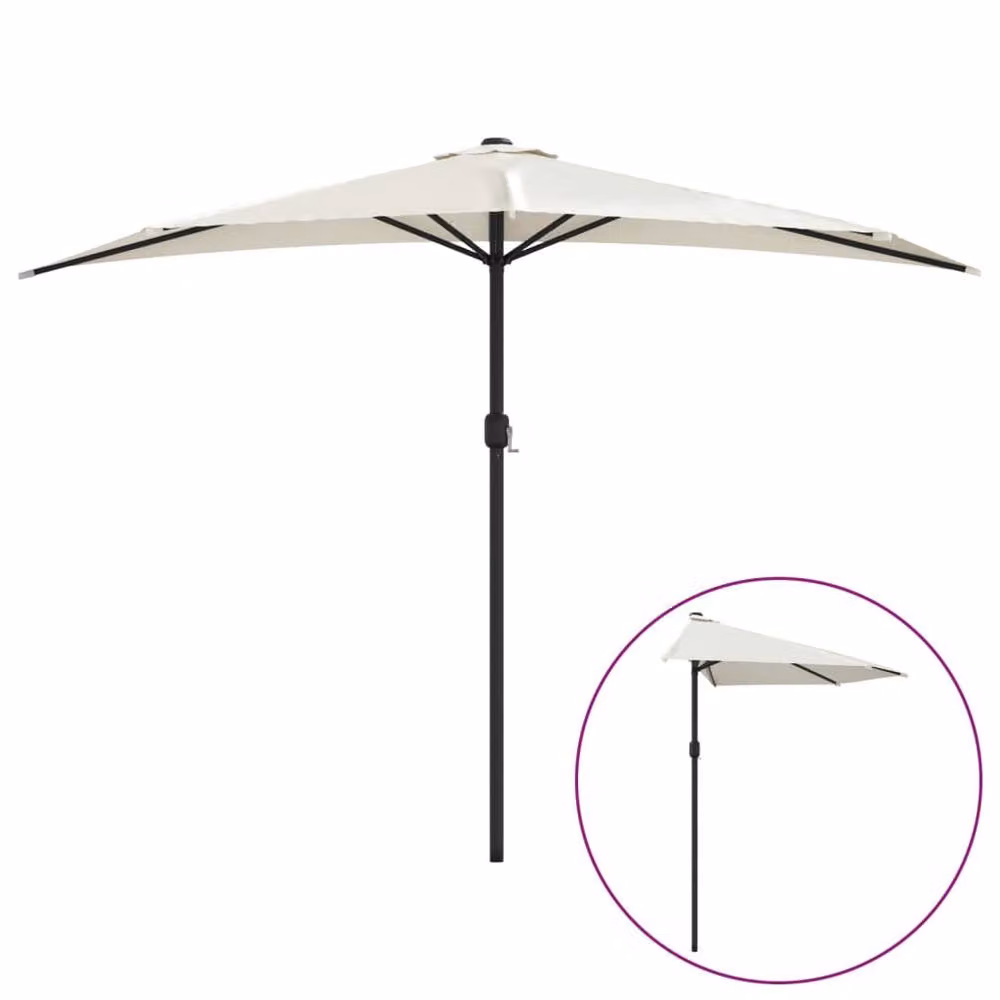 Berkfield Home Balcony Parasol with Aluminium Pole in Sand and Beige, W: 300 cm, D: 155 cm – 2