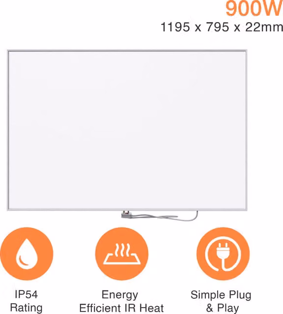 Mirrorstone White Freestanding Infrared Heating Panel W: 79.5 cm, H: 119.5 cm