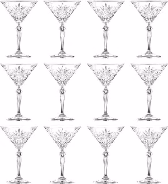 RCR Melodia Geometric Cocktail Martini Glasses, 210 ml, Transparent/White