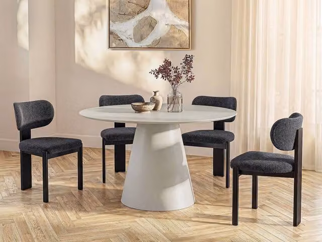 Vente-unique Antaliza Round Dining Table for 4, Beige MDF, Diameter: 120 cm, Height: 75 cm