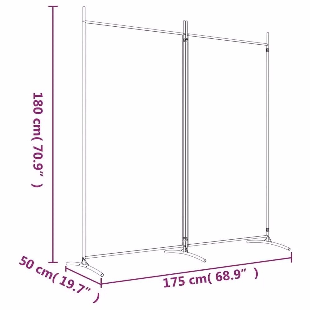 Berkfield Home 2-Panel Fabric Room Divider, Black, H 175 cm x W 180 cm – 4