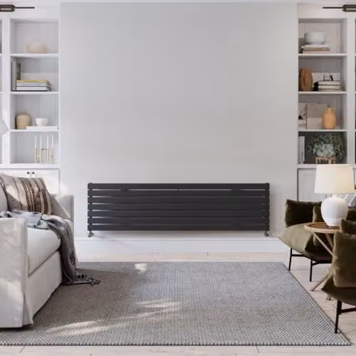 UK Radiators Typhoon Axis Black Horizontal Designer Radiator Single Panel, W: 1800 mm, H: 47.6 cm – 3
