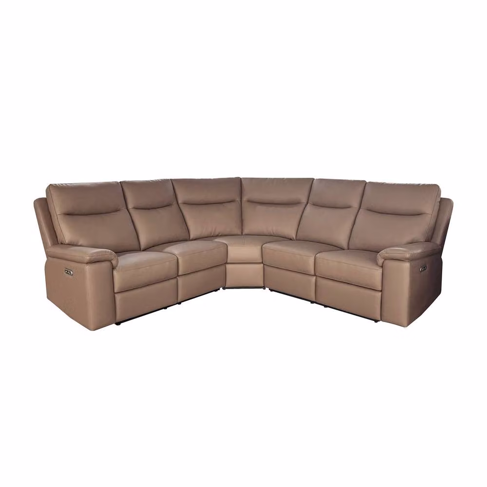 Aspire Marlowe Real Leather Power Recliner 2C2 Corner Sofa with USB Charging in Taupe – 2