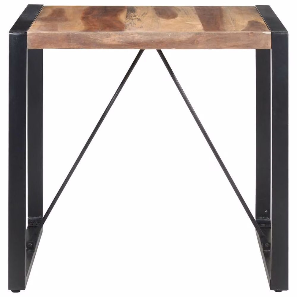 Berkfield Home Square Dining Table in Brown Solid Wood and Metal, W/D/H: 80 x 80 x 75 cm – 2