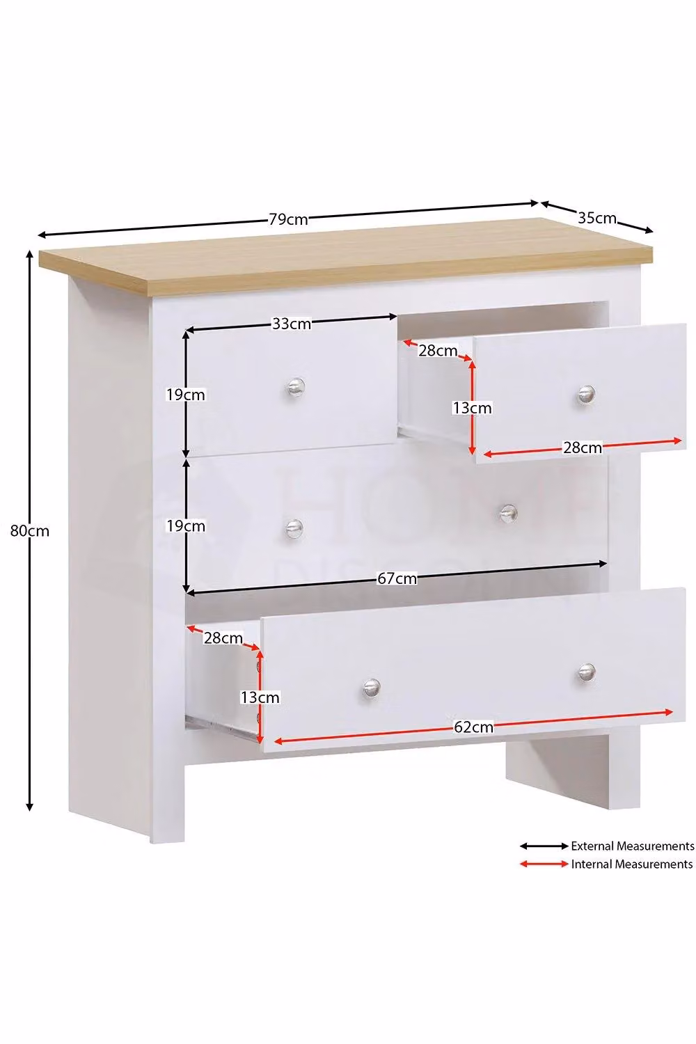 Vida Designs Arlington 2+2 Drawer Chest in White – 2