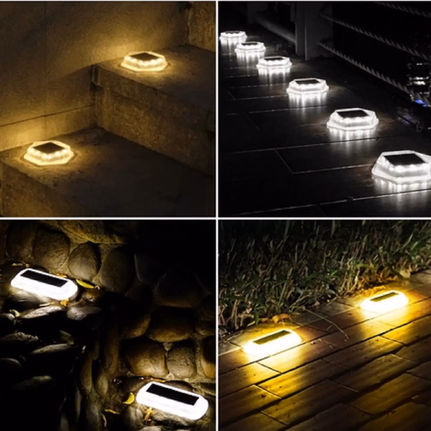 Leaper Solar Outdoor Patio Stair Step Lights in White with Warm White Dusk Sensor – 3