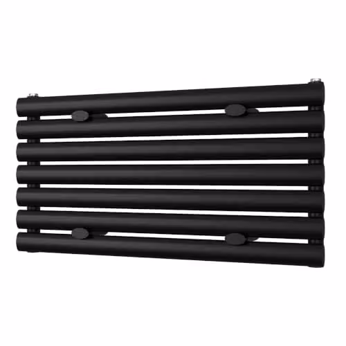 UK Radiators Omeara Axis Black Elliptical Tube Horizontal Designer Single Panel Radiator W: 80 cm, H: 40.6 cm – 2