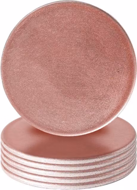 Argon Tableware Pack of 6 Round Melamine Coasters in Gold and Pink, Diameter: 10 cm