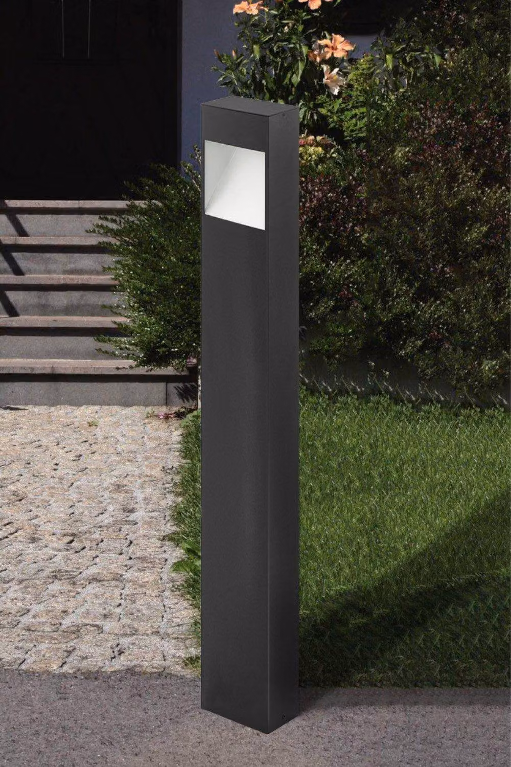 Eglo Manfria Metal IP44 LED Post Outdoor Garden Lamp in Grey – 2