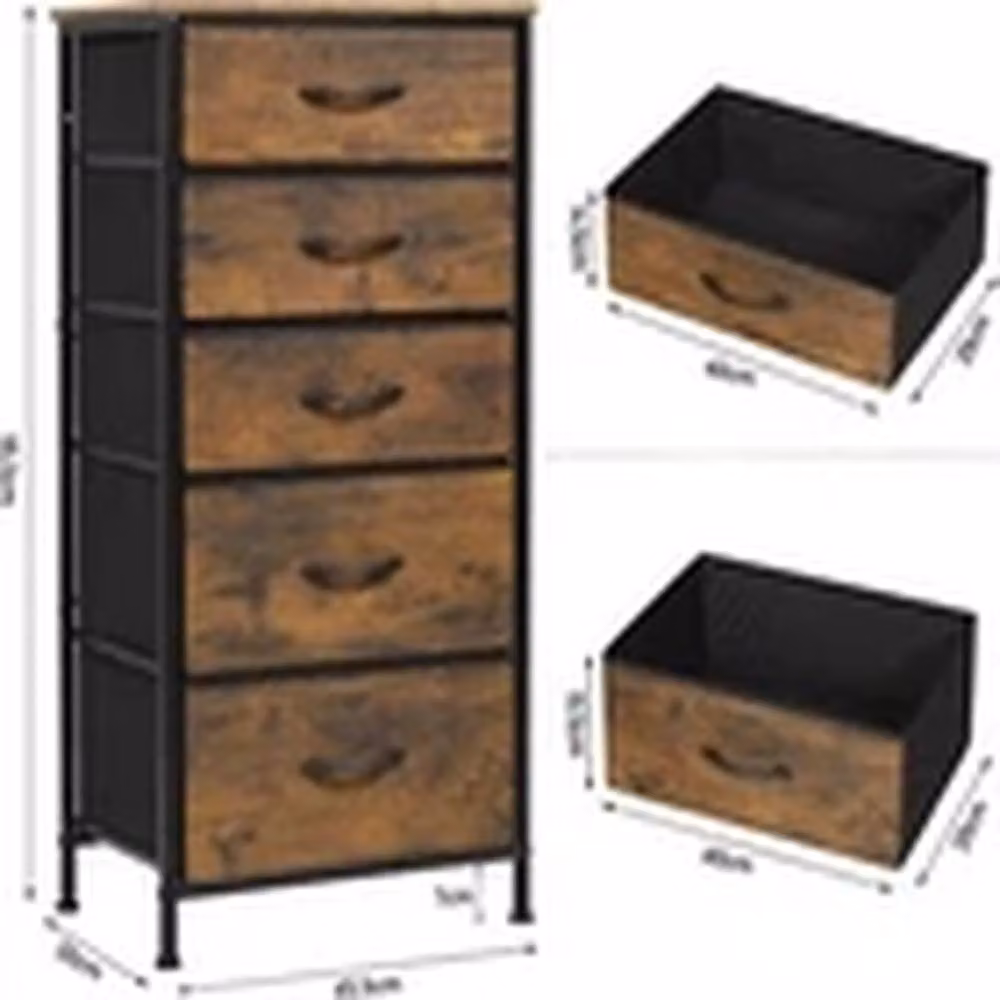 EONLION Vintage Tall Chest of Drawers and Bedside Cabinet in Brown – 2