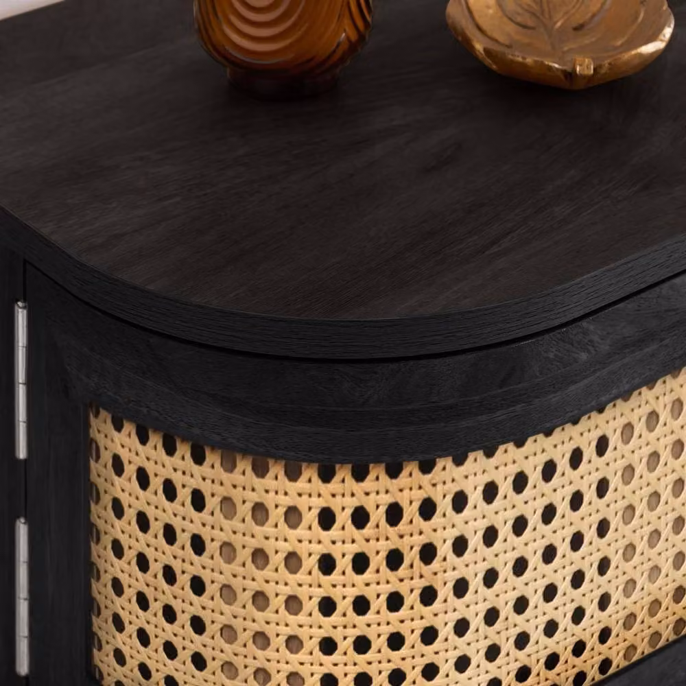 Birlea Noah Rattan and Wood Console Table in Black – 6