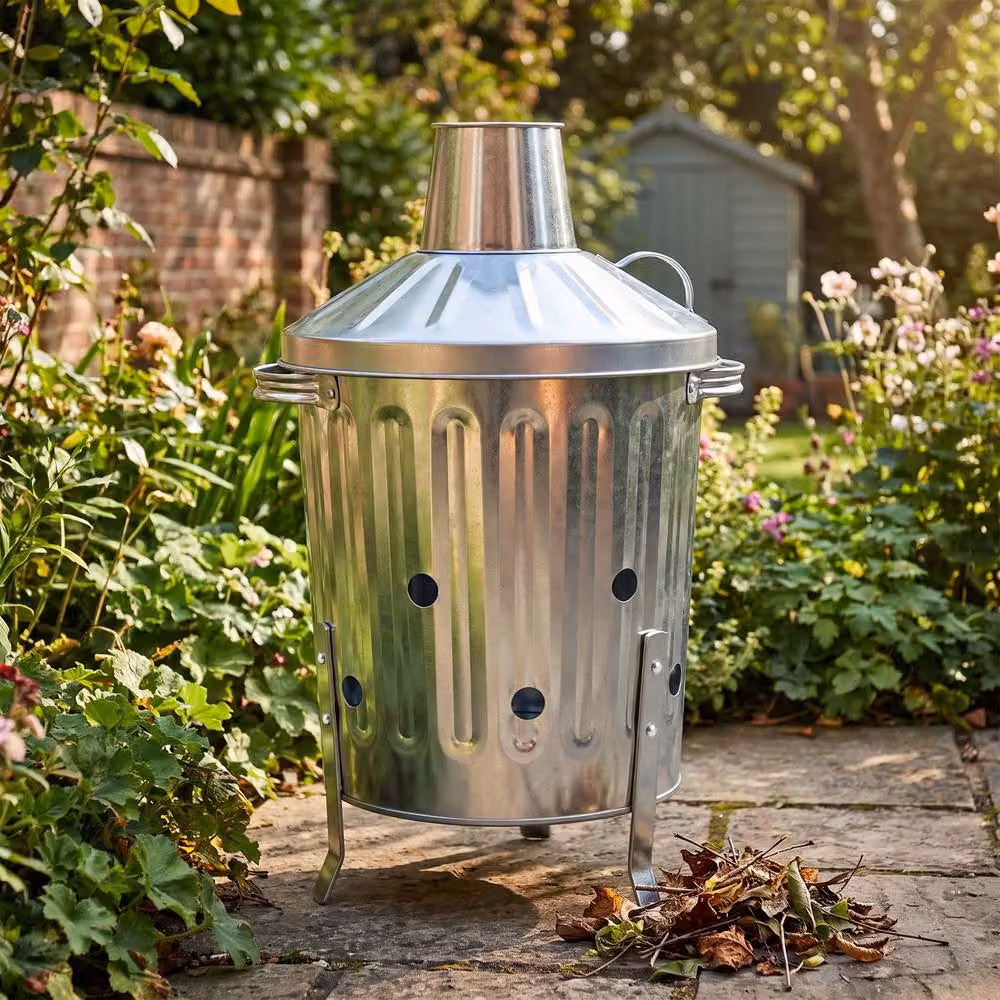 Crystals 15L Mini Garden Galvanised Steel Incinerator Fire Bin in Metallic Silver – 4