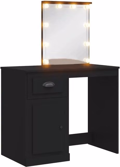 Berkfield Home Hollywood LED Dressing Table in Black, W/D/H: 90 x 42 x 132.5 cm – 1
