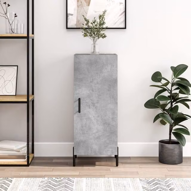 Berkfield Home Modern Sideboard in Concrete Grey, W/D/H: 34.5 x 34 x 90 cm