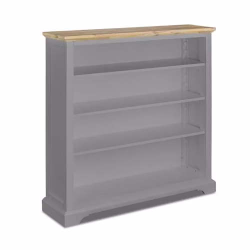 Statement Furniture Florence Bookcase in Dove Grey with Limed Acacia Top and Adjustable Shelves, W/D/H: 120 x 33 x 124 cm – 2