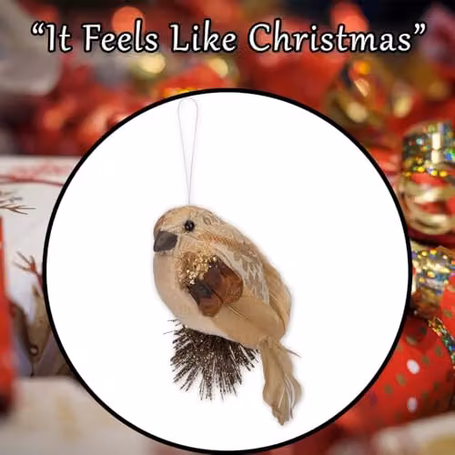 VFM e-Store Gold Christmas Bird Hanging Decoration, W: 15 cm, D: 8 cm – 6