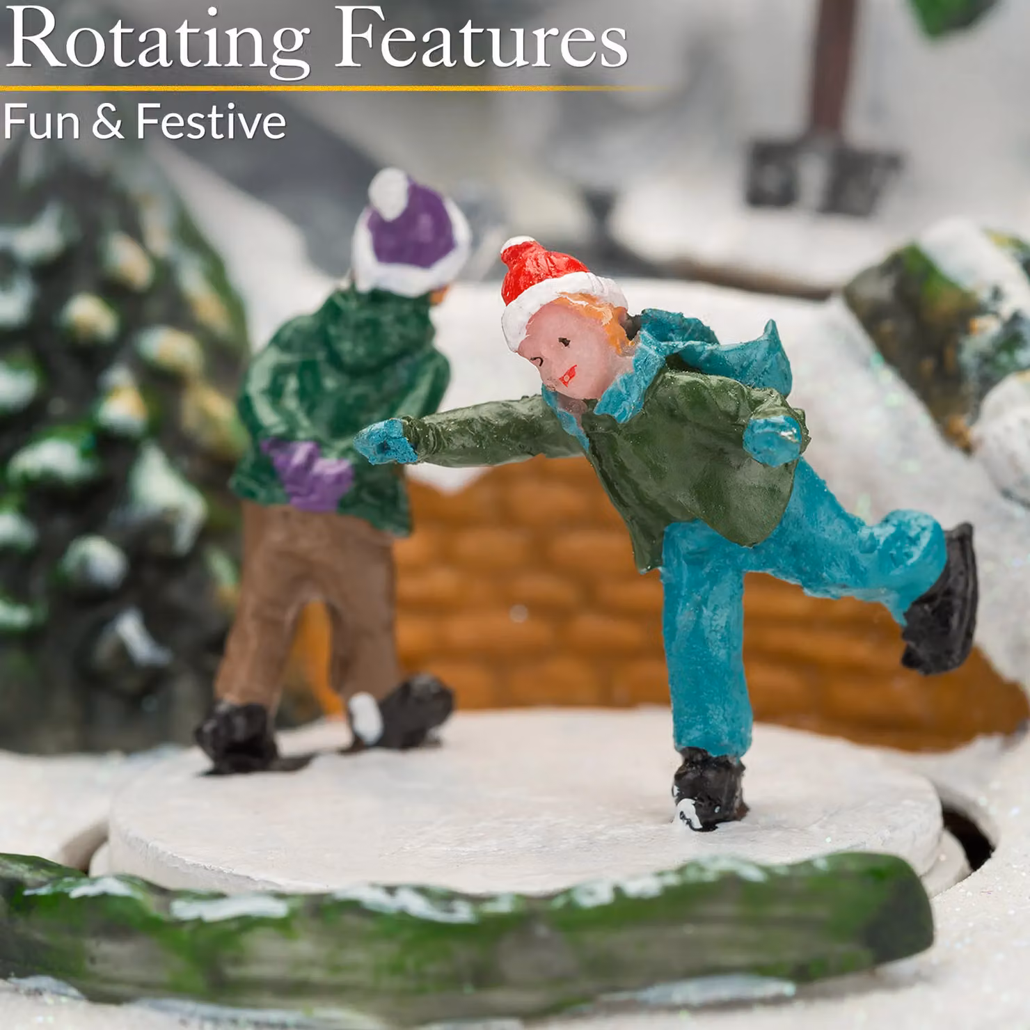 Christow Christmas Village Ice Skating Scene Tabletop Decoration with Multicolour LED Lights – 4