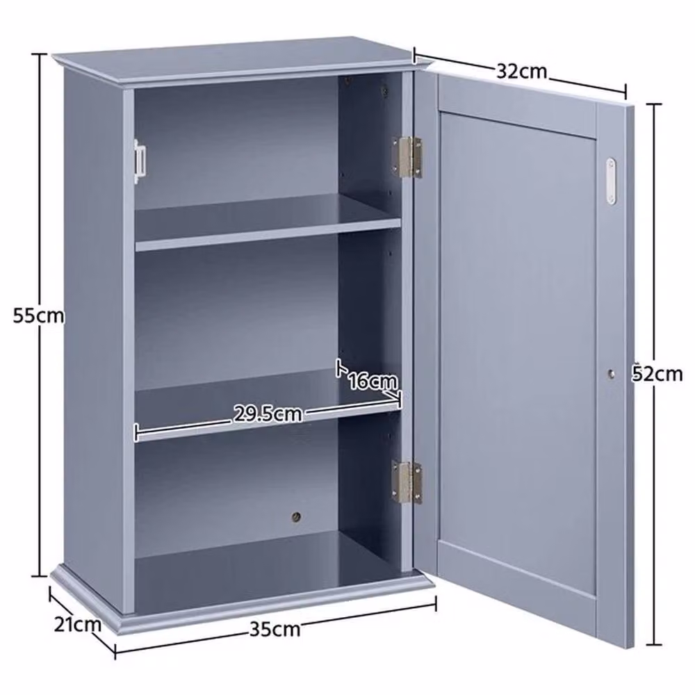 EONLION Grey Matt Wall Mounted Bathroom Medicine Cabinet with Internal Shelves and Hinged Doors – 2
