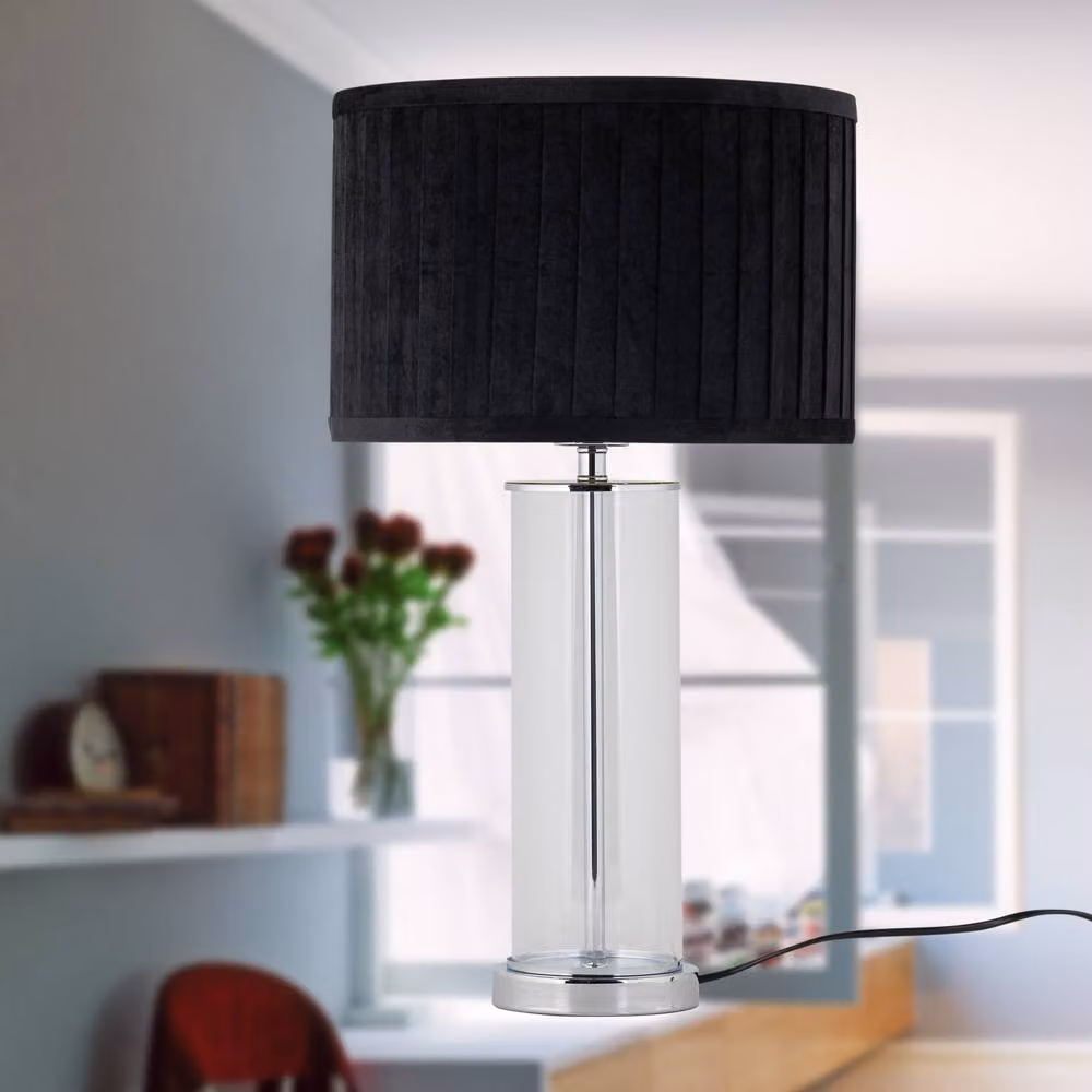 First Choice Lighting Aura Chrome Table Lamp with Black Shade – 5