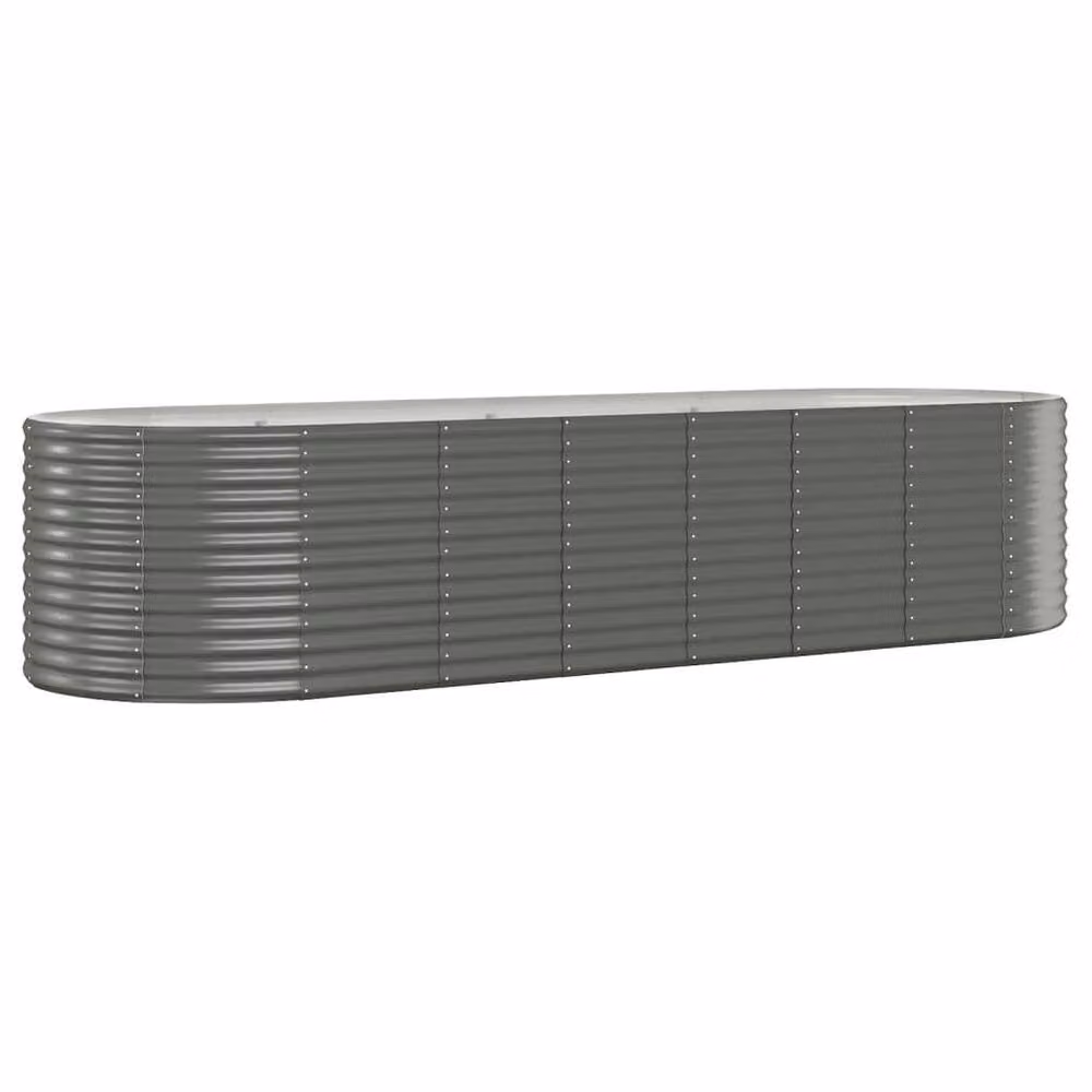 Berkfield Home Garden Powder-coated Steel Raised Bed, Grey, W: 322 cm, D: 100 cm, H: 68 cm – 2