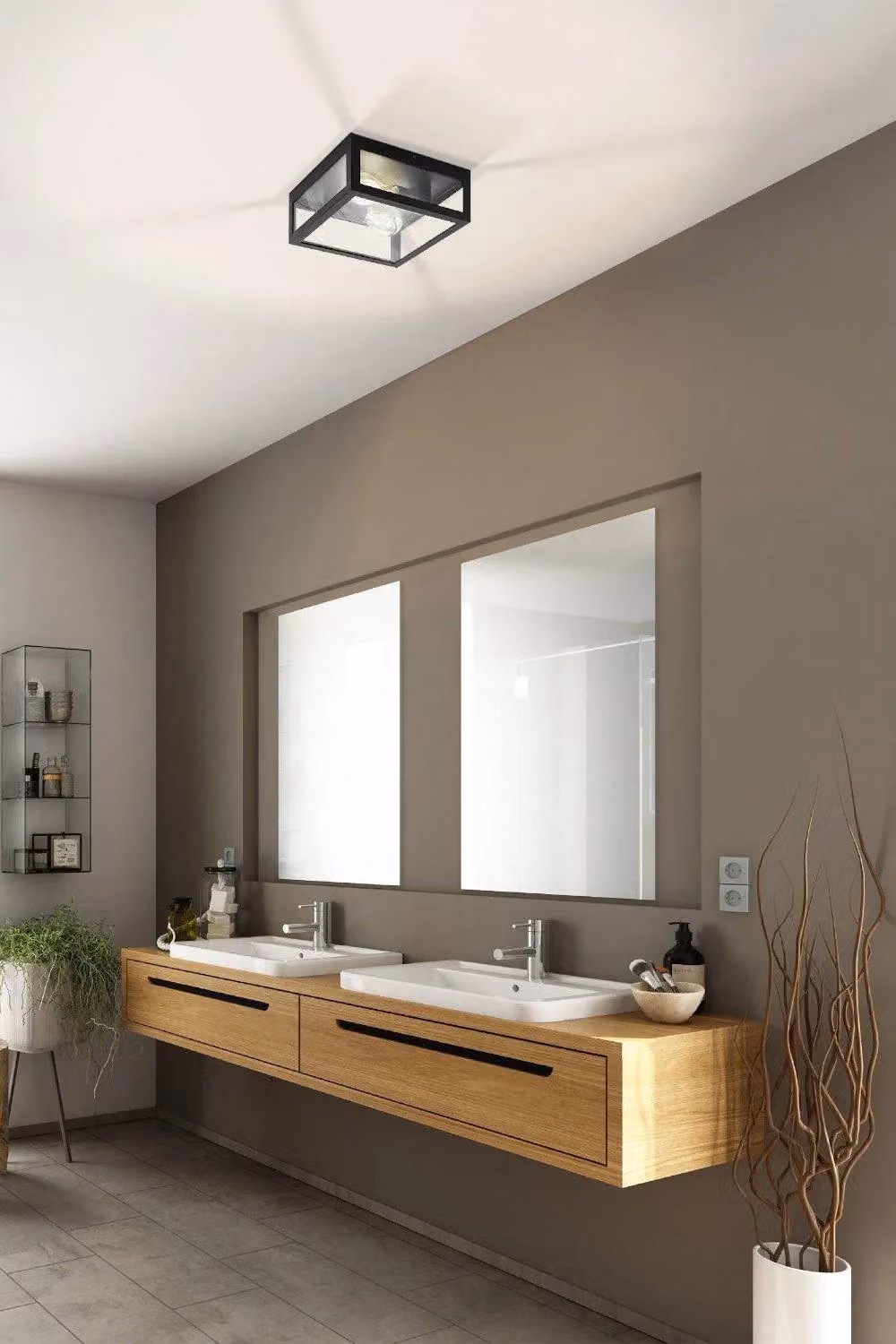 Eglo Amezola Industrial Black Metal and Transparent Glass IP44 Bathroom or Outdoor Ceiling Light – 3
